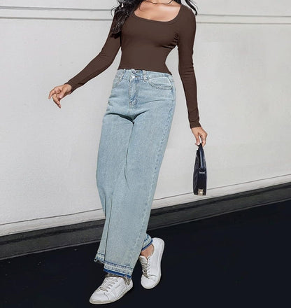 AS | Crop top s dlouhými rukávy a čtvercovým výstřihem 2024
