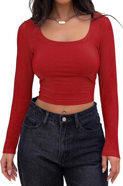 AS | Crop top s dlouhými rukávy a čtvercovým výstřihem 2024