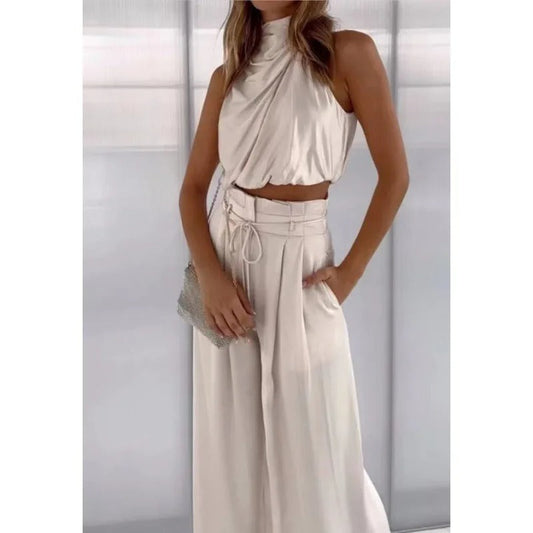 AS | Crop top s výstřihem a širokými nohavicemi
