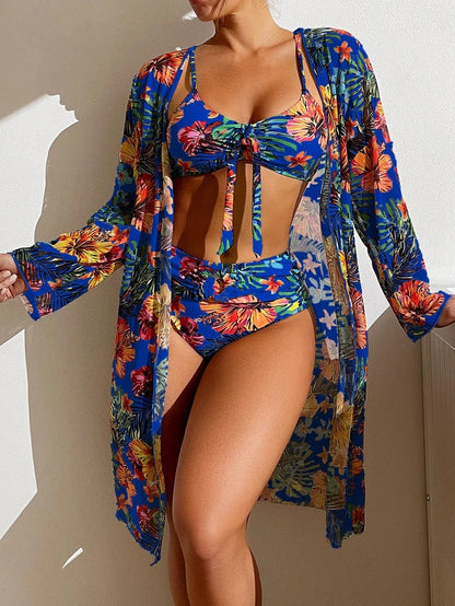AS | 3-dílné květinové bikiny s přehozem