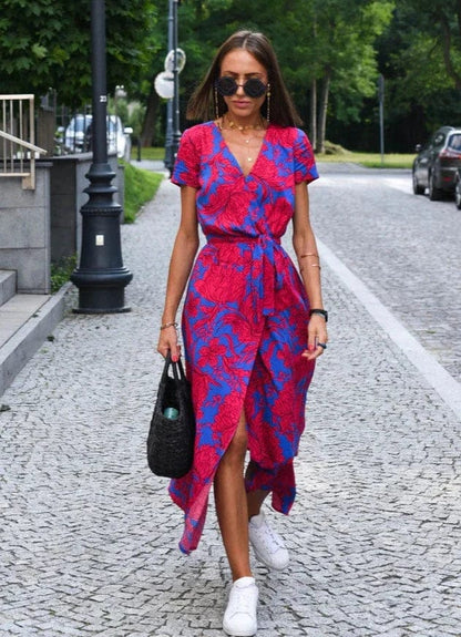 AS | Elegantní barevné květinové letní midi šaty