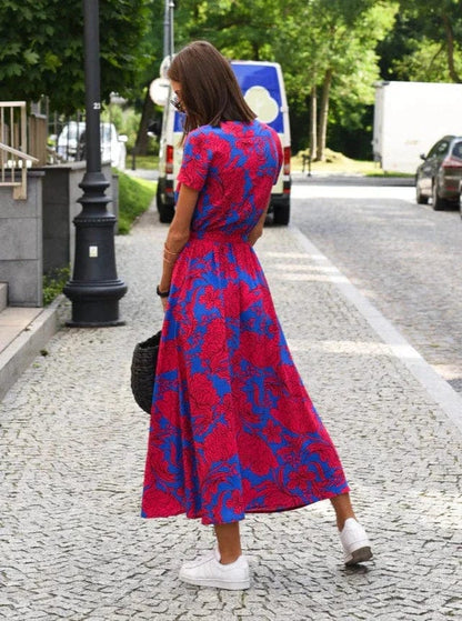 AS | Elegantní barevné květinové letní midi šaty