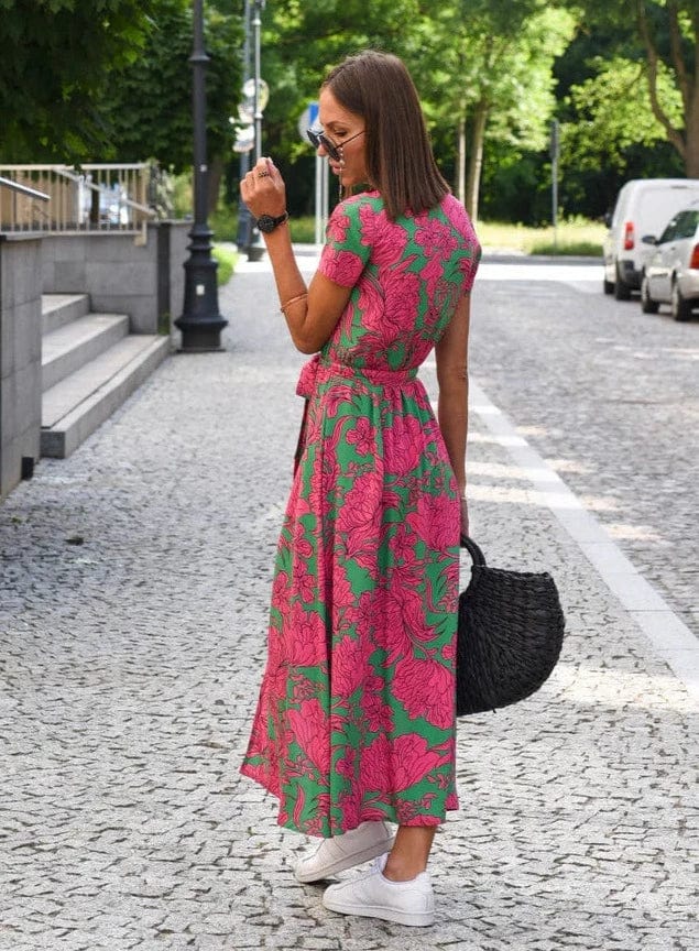 AS | Elegantní barevné květinové letní midi šaty