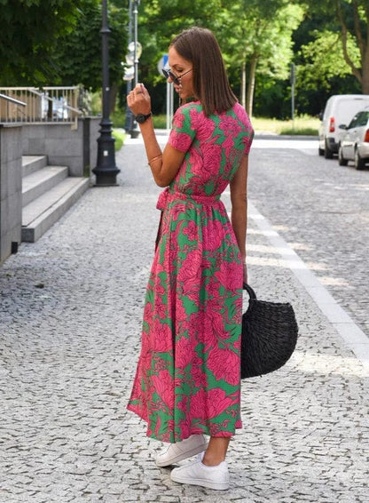 AS | Elegantní barevné květinové letní midi šaty
