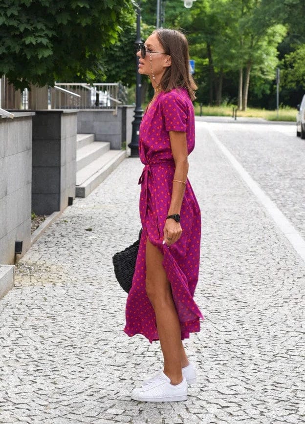 AS | Elegantní barevné květinové letní midi šaty