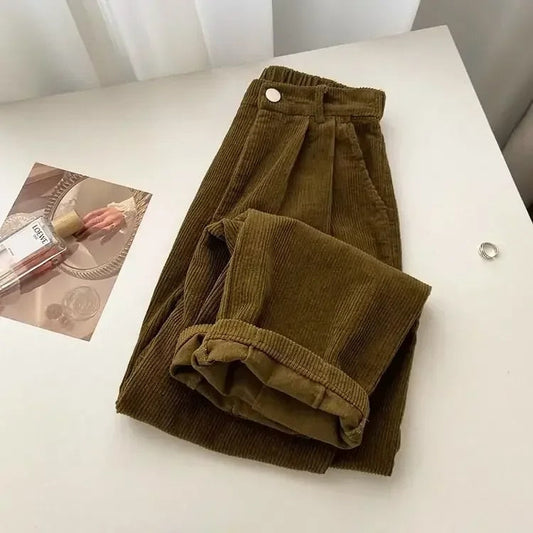 AS | Dámské manšestrové kalhoty s vysokým pasem Retro