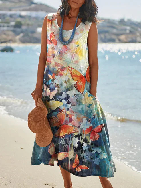 AS | Elegantní vintage šaty s kulatým výstřihem bez rukávů