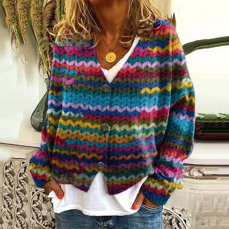 AS | Boho patchworkový svetr s květinami
