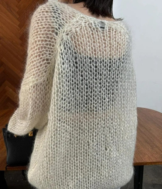 AS | Měkký pletený svetr topy V-Neck dlouhý rukáv volné Slim jednobarevný svetr