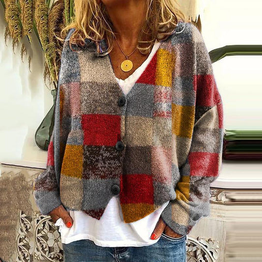 AS | Boho patchworkový svetr s květinami